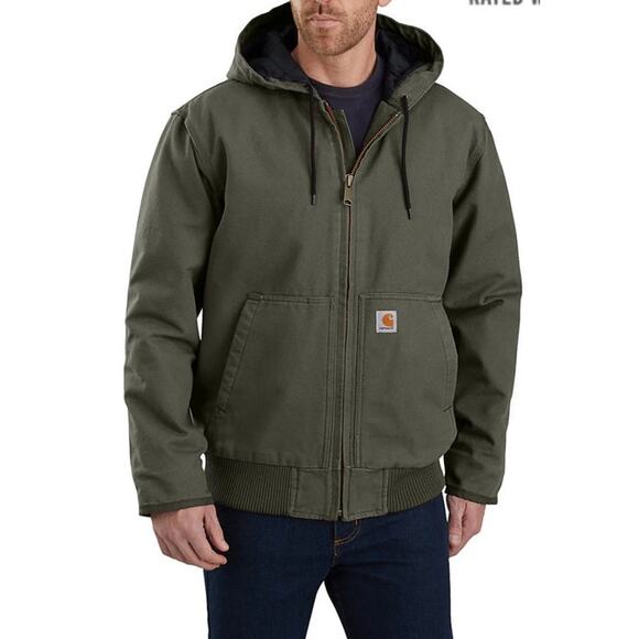 Carhartt Mens Duck Insulated Active Loose Fit Full Zip Rugged Moss Jacket Sz XL
